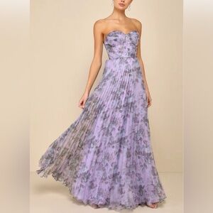 Lulu's Strapless Lavender Floral Dress size S